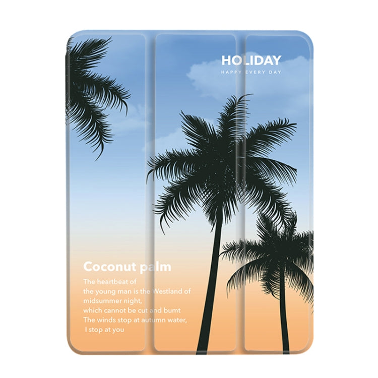 For iPad Air 11 2025 / 2024 3-Fold 360 Rotation Painted Leather Smart Tablet Case(Coconut Tree) by buy2fix