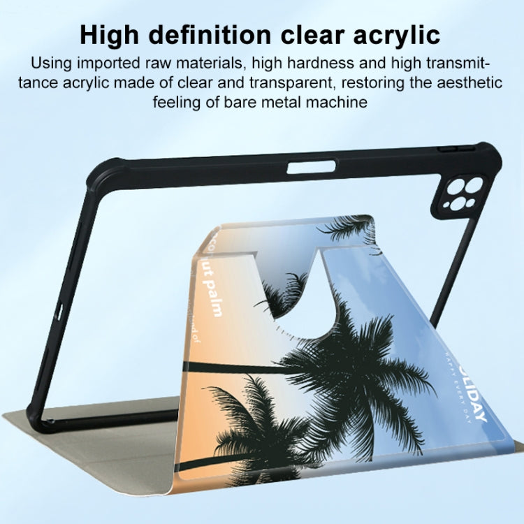 For iPad Air 11 2025 / 2024 3-Fold 360 Rotation Painted Leather Smart Tablet Case(Coconut Tree) by buy2fix