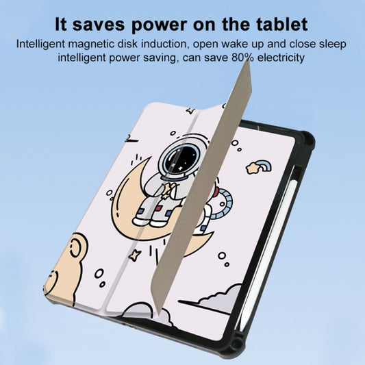 For iPad Air 11 2025 / 2024 3-Fold 360 Rotation Painted Leather Smart Tablet Case(Astronaut) by buy2fix