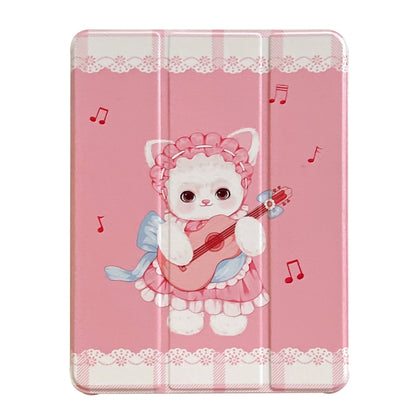 For iPad Air 11 2024 / iPad Pro 11 3-Fold 360 Rotation Painted Leather Smart Tablet Case(Guitar Cat) - iPad Pro 11 (2022/2021) Cases by buy2fix | Online Shopping UK | buy2fix