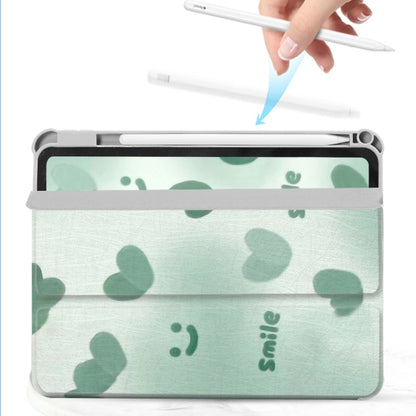 For iPad 10.2 2021 / 2020 / 10.5 720 Rotation Magnetic Painted Leather Smart Tablet Case(Green Heart) - iPad 10.2 Cases by buy2fix | Online Shopping UK | buy2fix