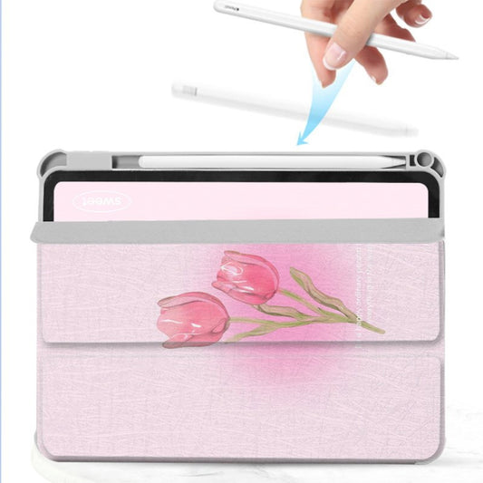 For iPad Air 11 2024 / iPad Pro 11 720 Rotation Magnetic Painted Leather Smart Tablet Case(Tulip Glass) by buy2fix