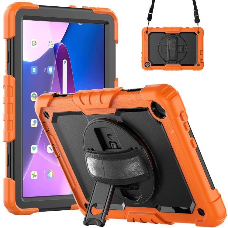 For Lenovo Tab M10 10.1 Gen 3rd Silicone Hybrid PC Tablet Case with Shoulder Strap(Orange) - Lenovo by buy2fix | Online Shopping UK | buy2fix