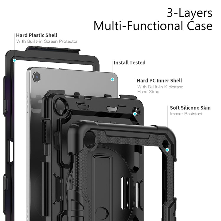 For Lenovo Tab M10 10.1 Gen 3rd Silicone Hybrid PC Tablet Case with Shoulder Strap(Black) - Lenovo by buy2fix | Online Shopping UK | buy2fix