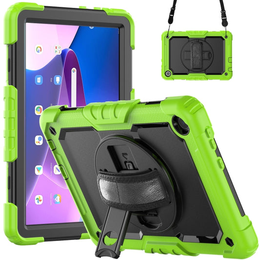 For Lenovo Tab M10 10.1 Gen 3rd Silicone Hybrid PC Tablet Case with Shoulder Strap(Yellow Green) - Lenovo by buy2fix | Online Shopping UK | buy2fix