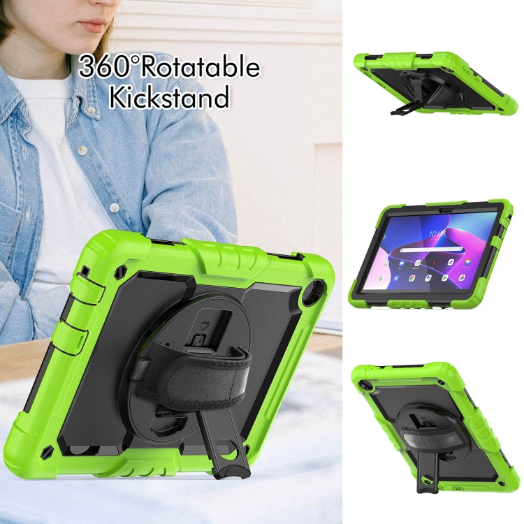 For Lenovo Tab M10 10.1 Gen 3rd Silicone Hybrid PC Tablet Case with Shoulder Strap(Yellow Green) - Lenovo by buy2fix | Online Shopping UK | buy2fix