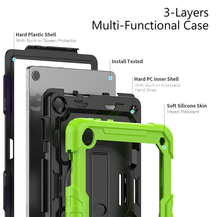 For Lenovo Tab M10 10.1 Gen 3rd Silicone Hybrid PC Tablet Case with Shoulder Strap(Yellow Green) - Lenovo by buy2fix | Online Shopping UK | buy2fix