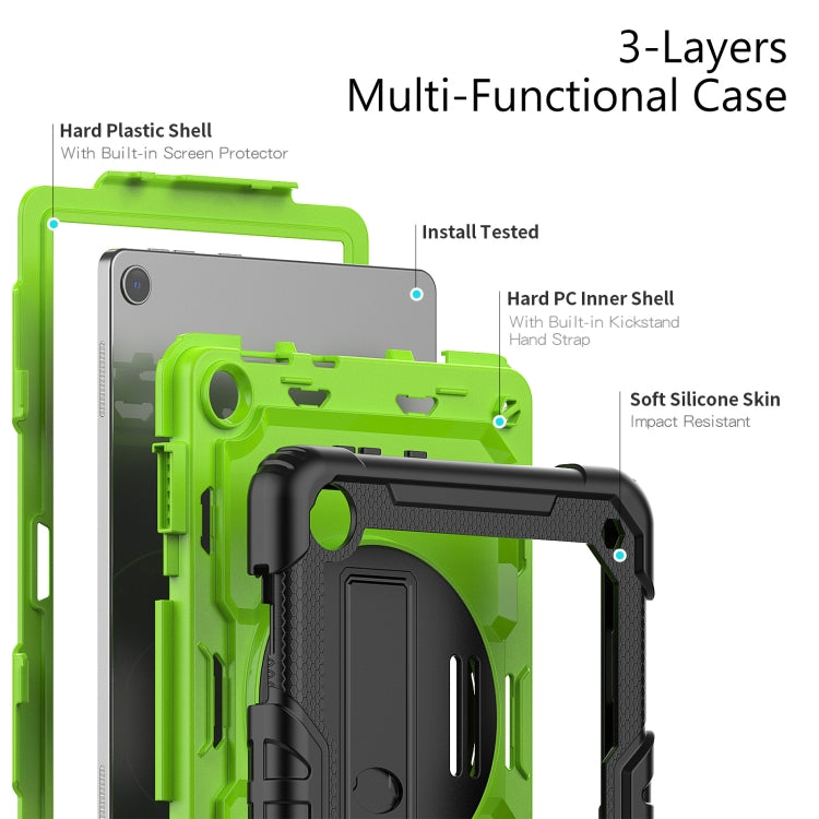 For Lenovo Tab M10 10.1 Gen 3rd Silicone Hybrid PC Tablet Case with Shoulder Strap(Yellow Green PC) - Lenovo by buy2fix | Online Shopping UK | buy2fix