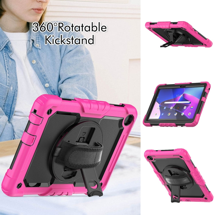 For Lenovo Tab M10 10.1 Gen 3rd Silicone Hybrid PC Tablet Case with Shoulder Strap(Rose Red) - Lenovo by buy2fix | Online Shopping UK | buy2fix