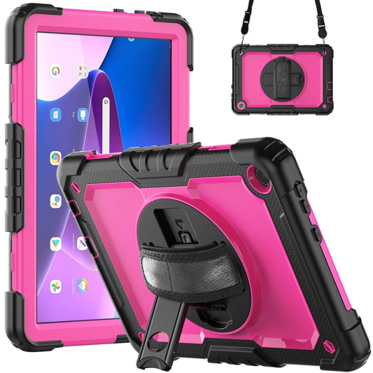 For Lenovo Tab M10 10.1 Gen 3rd Silicone Hybrid PC Tablet Case with Shoulder Strap(Rose Red PC) - Lenovo by buy2fix | Online Shopping UK | buy2fix