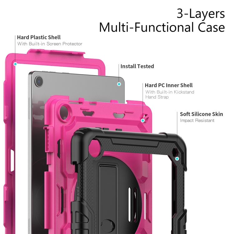 For Lenovo Tab M10 10.1 Gen 3rd Silicone Hybrid PC Tablet Case with Shoulder Strap(Rose Red PC) - Lenovo by buy2fix | Online Shopping UK | buy2fix