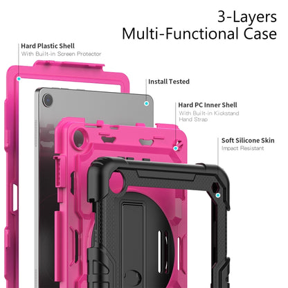 For Lenovo Tab M10 10.1 Gen 3rd Silicone Hybrid PC Tablet Case with Shoulder Strap(Rose Red PC) - Lenovo by buy2fix | Online Shopping UK | buy2fix