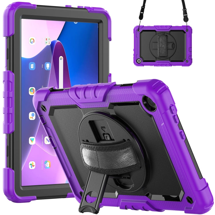 For Lenovo Tab M10 10.1 Gen 3rd Silicone Hybrid PC Tablet Case with Shoulder Strap(Purple) - Lenovo by buy2fix | Online Shopping UK | buy2fix