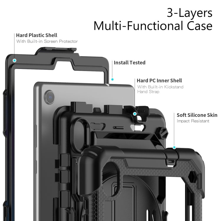 For Lenovo Tab M8 HD 2020/2019 Silicone Hybrid PC Tablet Case with Shoulder Strap(Black) - Lenovo by buy2fix | Online Shopping UK | buy2fix