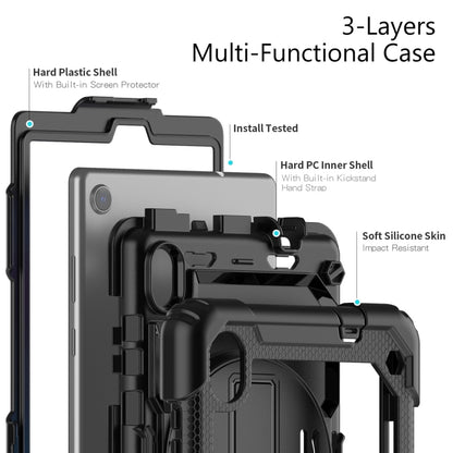 For Lenovo Tab M8 HD 2020/2019 Silicone Hybrid PC Tablet Case with Shoulder Strap(Black) - Lenovo by buy2fix | Online Shopping UK | buy2fix