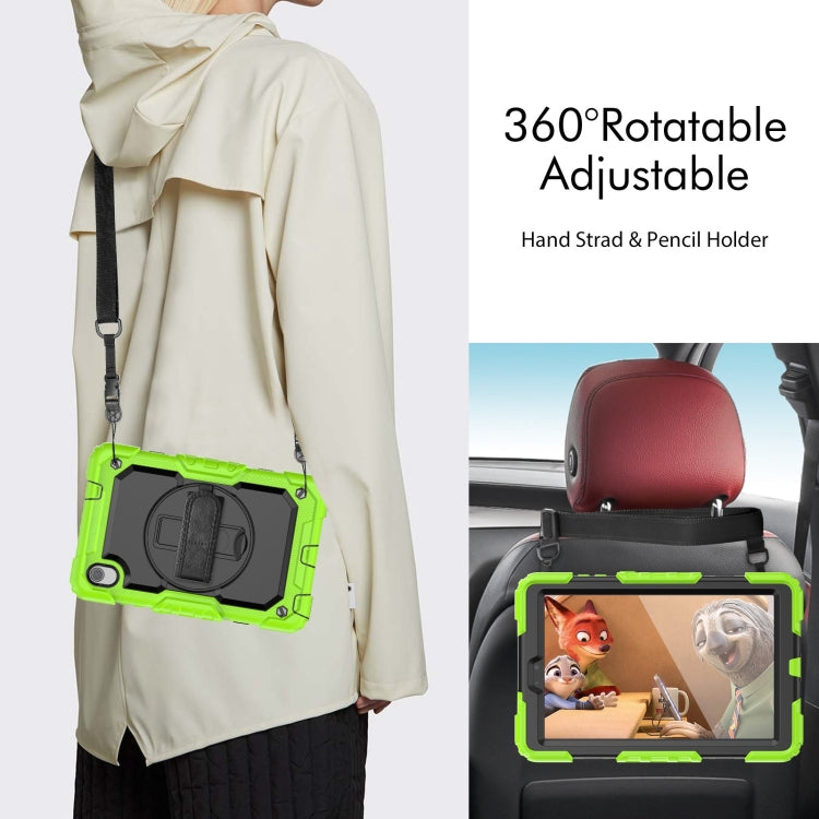 For Lenovo Tab M8 HD 2020/2019 Silicone Hybrid PC Tablet Case with Shoulder Strap(Yellow Green) - Lenovo by buy2fix | Online Shopping UK | buy2fix