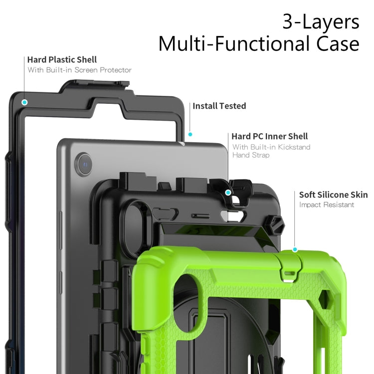 For Lenovo Tab M8 HD 2020/2019 Silicone Hybrid PC Tablet Case with Shoulder Strap(Yellow Green) - Lenovo by buy2fix | Online Shopping UK | buy2fix