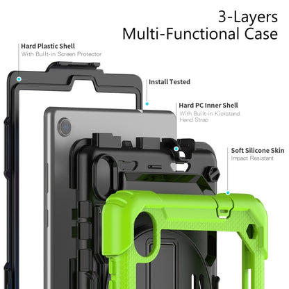 For Lenovo Tab M8 HD 2020/2019 Silicone Hybrid PC Tablet Case with Shoulder Strap(Yellow Green) - Lenovo by buy2fix | Online Shopping UK | buy2fix