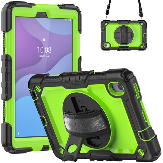 For Lenovo Tab M8 HD 2020/2019 Silicone Hybrid PC Tablet Case with Shoulder Strap(Yellow Green PC) - Lenovo by buy2fix | Online Shopping UK | buy2fix