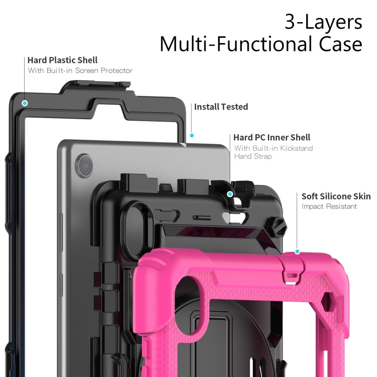 For Lenovo Tab M8 HD 2020/2019 Silicone Hybrid PC Tablet Case with Shoulder Strap(Rose Red) - Lenovo by buy2fix | Online Shopping UK | buy2fix