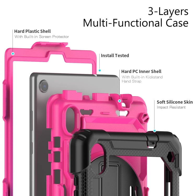 For Lenovo Tab M8 HD 2020/2019 Silicone Hybrid PC Tablet Case with Shoulder Strap(Rose Red PC) - Lenovo by buy2fix | Online Shopping UK | buy2fix