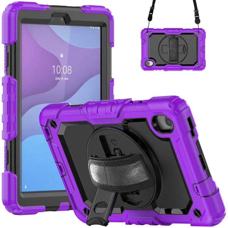 For Lenovo Tab M8 HD 2020/2019 Silicone Hybrid PC Tablet Case with Shoulder Strap(Purple) - Lenovo by buy2fix | Online Shopping UK | buy2fix
