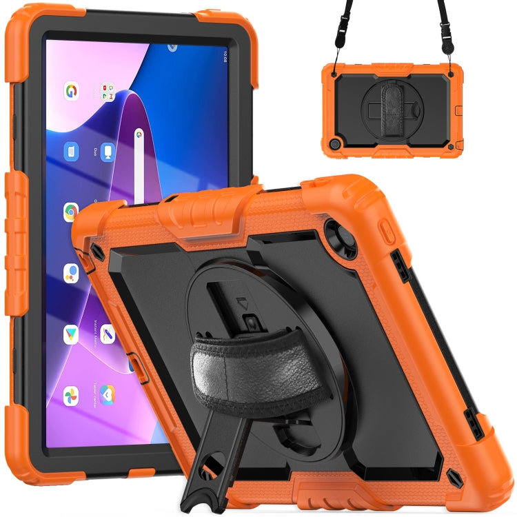 For Lenovo Tab M10 Plus 10.6 Gen 3rd Silicone Hybrid PC Tablet Case with Shoulder Strap(Orange) - Lenovo by buy2fix | Online Shopping UK | buy2fix