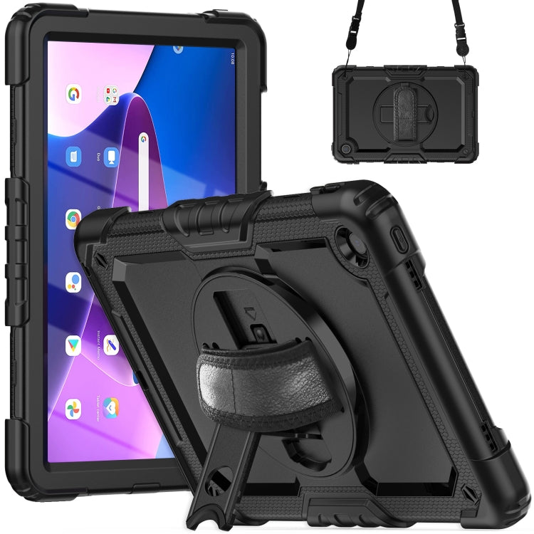 For Lenovo Tab M10 Plus 10.6 Gen 3rd Silicone Hybrid PC Tablet Case with Shoulder Strap(Black) - Lenovo by buy2fix | Online Shopping UK | buy2fix