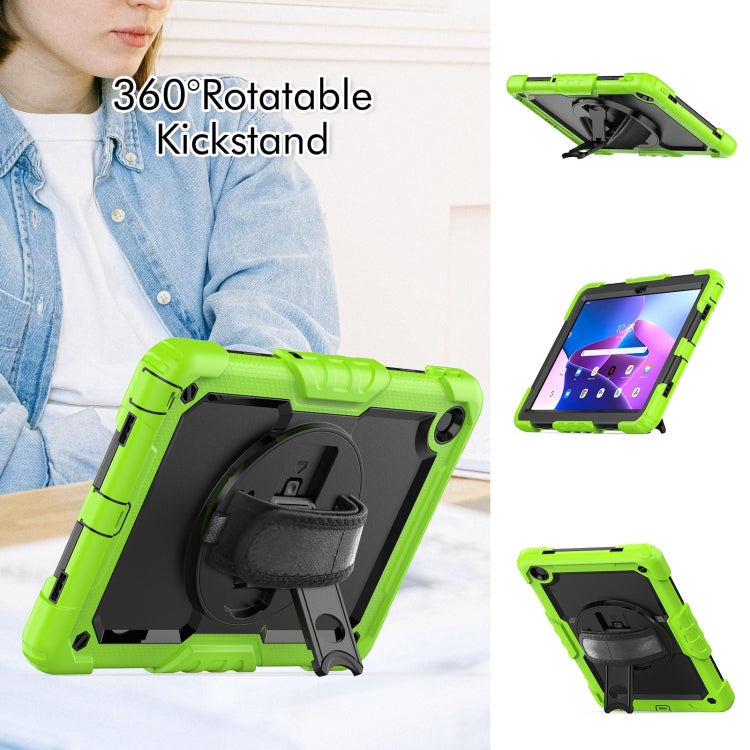 For Lenovo Tab M10 Plus 10.6 Gen 3rd Silicone Hybrid PC Tablet Case with Shoulder Strap(Yellow Green) - Lenovo by buy2fix | Online Shopping UK | buy2fix