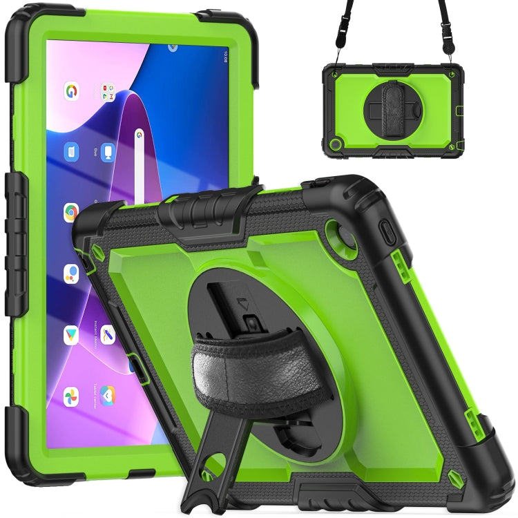 For Lenovo Tab M10 Plus 10.6 Gen 3rd Silicone Hybrid PC Tablet Case with Shoulder Strap(Yellow Green PC) - Lenovo by buy2fix | Online Shopping UK | buy2fix