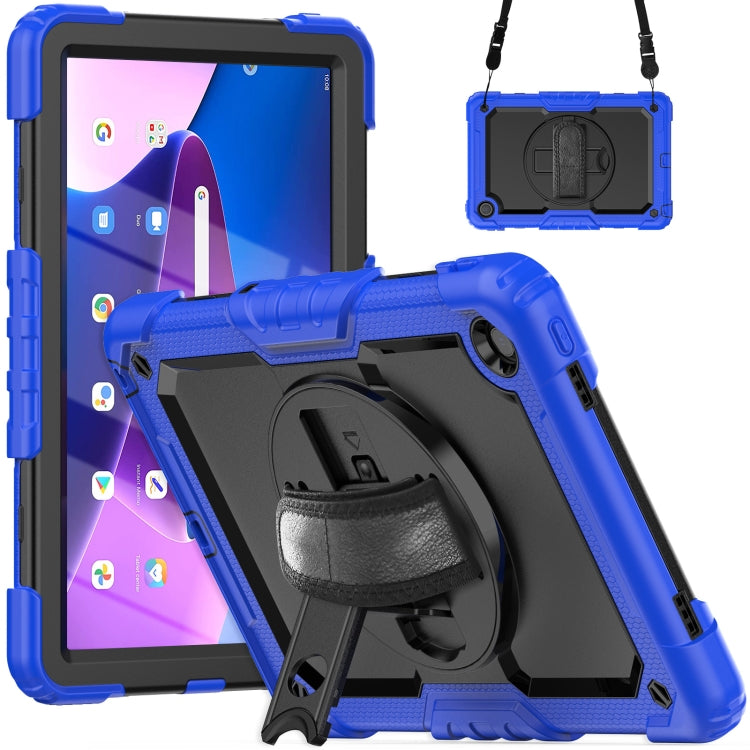 For Lenovo Tab M10 Plus 10.6 Gen 3rd Silicone Hybrid PC Tablet Case with Shoulder Strap(Blue) - Lenovo by buy2fix | Online Shopping UK | buy2fix
