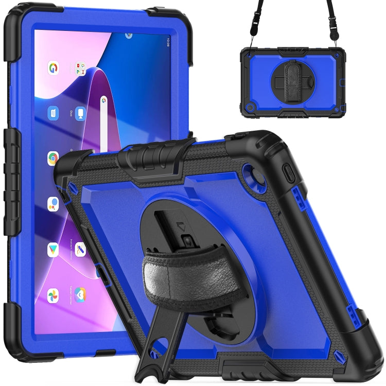 For Lenovo Tab M10 Plus 10.6 Gen 3rd Silicone Hybrid PC Tablet Case with Shoulder Strap(Blue PC) - Lenovo by buy2fix | Online Shopping UK | buy2fix