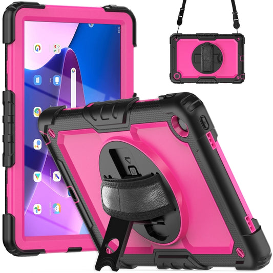 For Lenovo Tab M10 Plus 10.6 Gen 3rd Silicone Hybrid PC Tablet Case with Shoulder Strap(Rose Red PC) - Lenovo by buy2fix | Online Shopping UK | buy2fix