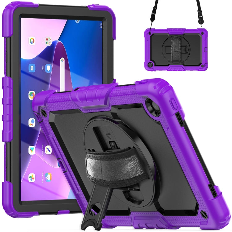 For Lenovo Tab M10 Plus 10.6 Gen 3rd Silicone Hybrid PC Tablet Case with Shoulder Strap(Purple) - Lenovo by buy2fix | Online Shopping UK | buy2fix