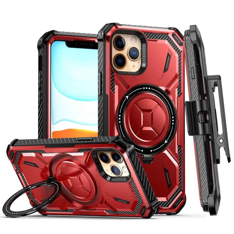 For iPhone 14 Pro Max Armor Series Holder Phone Case with Back Clip(Red) by buy2fix