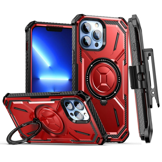 For iPhone 12 Pro Max Armor Series Holder Phone Case with Back Clip(Red) by buy2fix