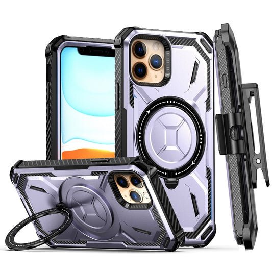 For iPhone 11 Pro Armor Series Holder Phone Case with Back Clip(Purple) by buy2fix