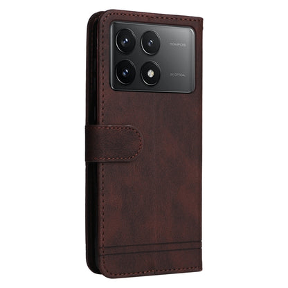 For Xiaomi Redmi K70E Skin Feel Life Tree Metal Button Leather Phone Case(Brown) - K70E Cases by buy2fix | Online Shopping UK | buy2fix