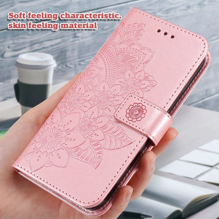 For Xiaomi Redmi K70 / K70 Pro 7-petal Flowers Embossing Leather Phone Case(Rose Gold) - K70 Pro Cases by buy2fix | Online Shopping UK | buy2fix