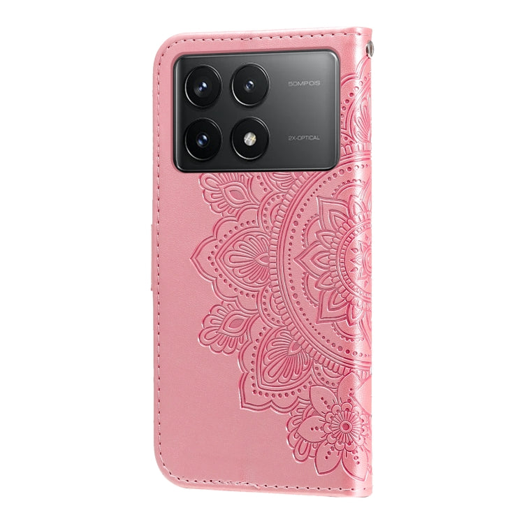 For Xiaomi Redmi K70 / K70 Pro 7-petal Flowers Embossing Leather Phone Case(Rose Gold) - K70 Pro Cases by buy2fix | Online Shopping UK | buy2fix