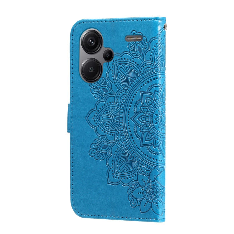 For Xiaomi Redmi Note13 Pro+ 5G Global 7-petal Flowers Embossing Leather Phone Case(Blue) - Note 13 Pro+ Cases by buy2fix | Online Shopping UK | buy2fix