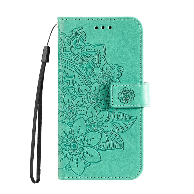 For Xiaomi 14 Ultra 7-petal Flowers Embossing Leather Phone Case(Green) - 14 Ultra Cases by buy2fix | Online Shopping UK | buy2fix