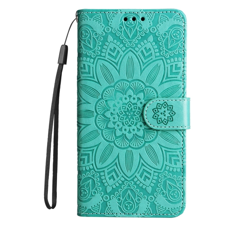 For Xiaomi Redmi Note13 Pro 4G Global/Poco M6 Pro 4G Embossed Sunflower Leather Phone Case(Green) - Note 13 Pro Cases by buy2fix | Online Shopping UK | buy2fix