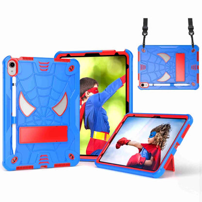 For iPad 2025 / 2022 Spider Texture Silicone Hybrid PC Tablet Case with Shoulder Strap(Blue + Red) - iPad 2025 / 2022 Cases by buy2fix | Online Shopping UK | buy2fix
