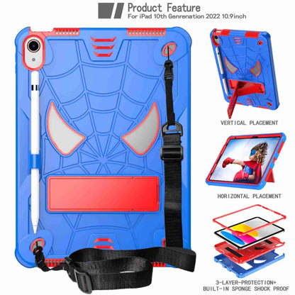 For iPad 2025 / 2022 Spider Texture Silicone Hybrid PC Tablet Case with Shoulder Strap(Blue + Red) - iPad 2025 / 2022 Cases by buy2fix | Online Shopping UK | buy2fix