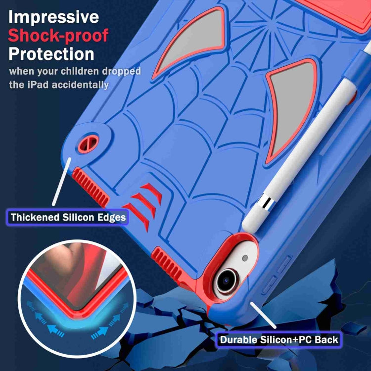 For iPad 2025 / 2022 Spider Texture Silicone Hybrid PC Tablet Case with Shoulder Strap(Blue + Red) - iPad 2025 / 2022 Cases by buy2fix | Online Shopping UK | buy2fix