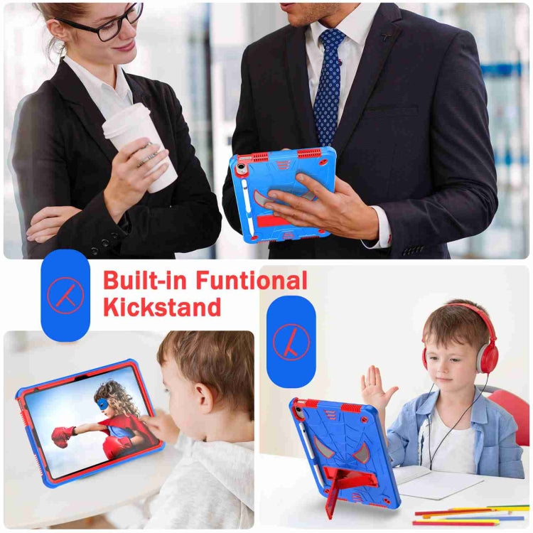 For iPad 2025 / 2022 Spider Texture Silicone Hybrid PC Tablet Case with Shoulder Strap(Blue + Red) - iPad 2025 / 2022 Cases by buy2fix | Online Shopping UK | buy2fix