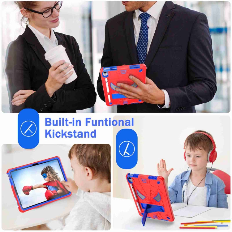 For iPad 2025 / 2022 Spider Texture Silicone Hybrid PC Tablet Case with Shoulder Strap(Red + Blue) - iPad 2025 / 2022 Cases by buy2fix | Online Shopping UK | buy2fix