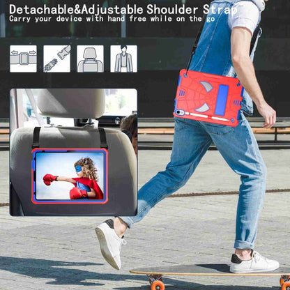 For iPad 2025 / 2022 Spider Texture Silicone Hybrid PC Tablet Case with Shoulder Strap(Red + Blue) - iPad 2025 / 2022 Cases by buy2fix | Online Shopping UK | buy2fix