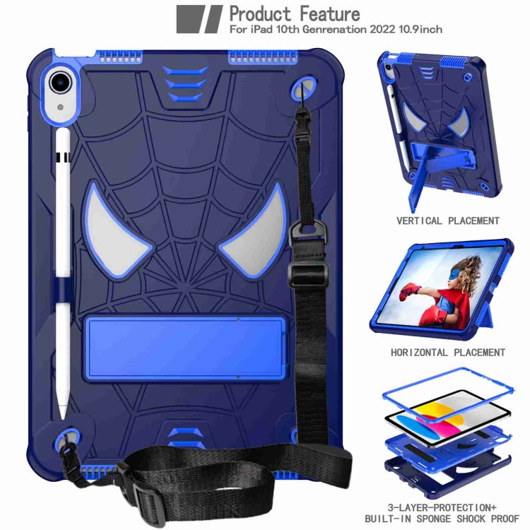 For iPad 2025 / 2022 Spider Texture Silicone Hybrid PC Tablet Case with Shoulder Strap(Navy Blue + Blue) - iPad 2025 / 2022 Cases by buy2fix | Online Shopping UK | buy2fix